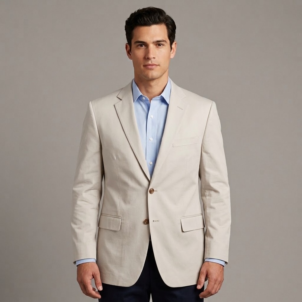 Brooks Brothers 346 Blazer Jacket Mens 40R Beige Cotton Blend EUC
